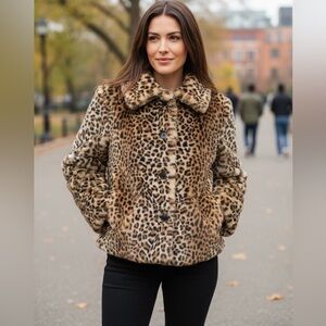 The Kooples Faux Fur Leopard Fourrure Jacket Size 4